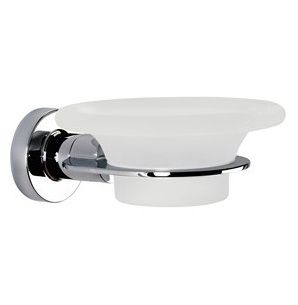 ORIGINS LIVING SONIA TECNO PROJECT CHROME BATHROOM FROSTED GLASS SOAP DISH & HOLDER, 117048